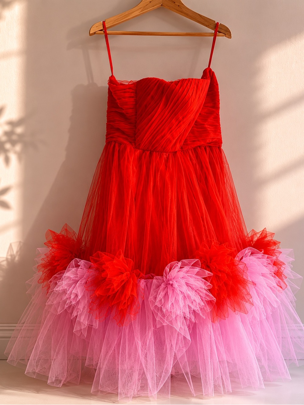 BCBG Red Tulle Statement Dress / Editorial Party Dress - Picture 1 of 2